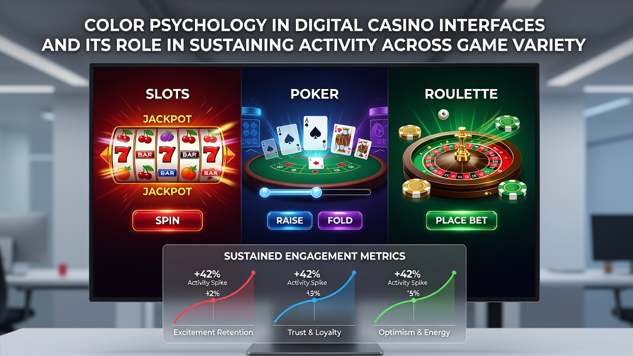 Live dealer casino screen demonstrating blue and green color schemes for sustained player focus