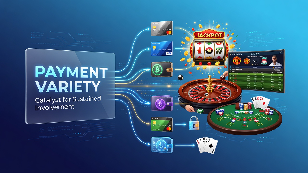 Diverse payment methods supporting online casino activities including slots and table games