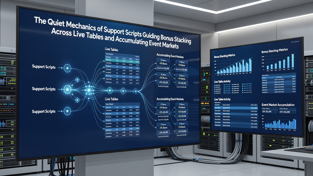 Support script interface displaying bonus parameters for live dealer tables and accumulator markets