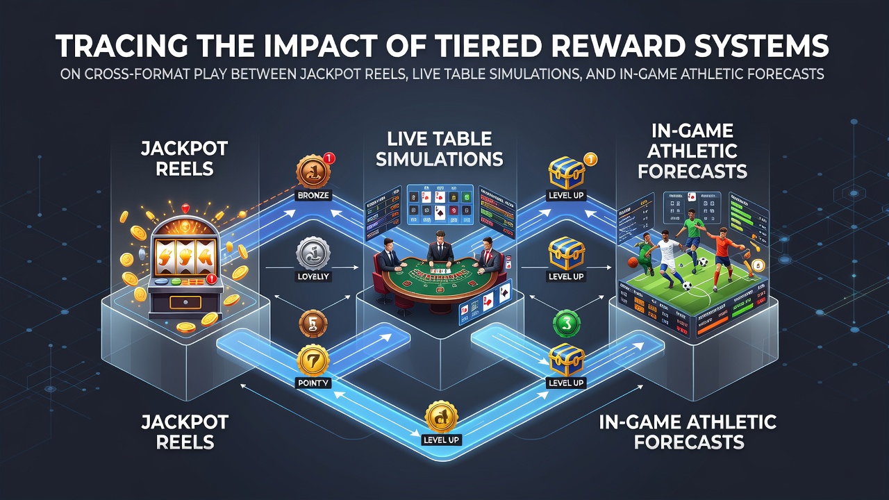 Tiered reward levels displayed across slot machines, live dealer tables, and sports betting interfaces in a modern online gaming platform